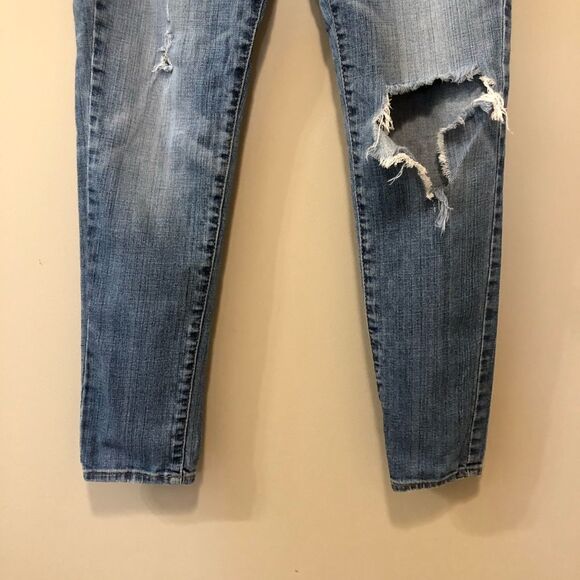 American Eagle Distressed Super Skinny Leg Fit Denim Jeans Pants Blue - Picture 5 of 12